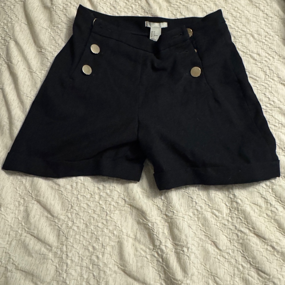 H&M Black High Waist Shorts with Gold Buttons